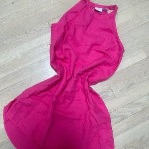 Hot pink linen halter dress